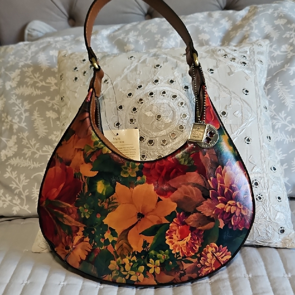 Patricia Nash Floral Multicolor Leather Hobo Bag